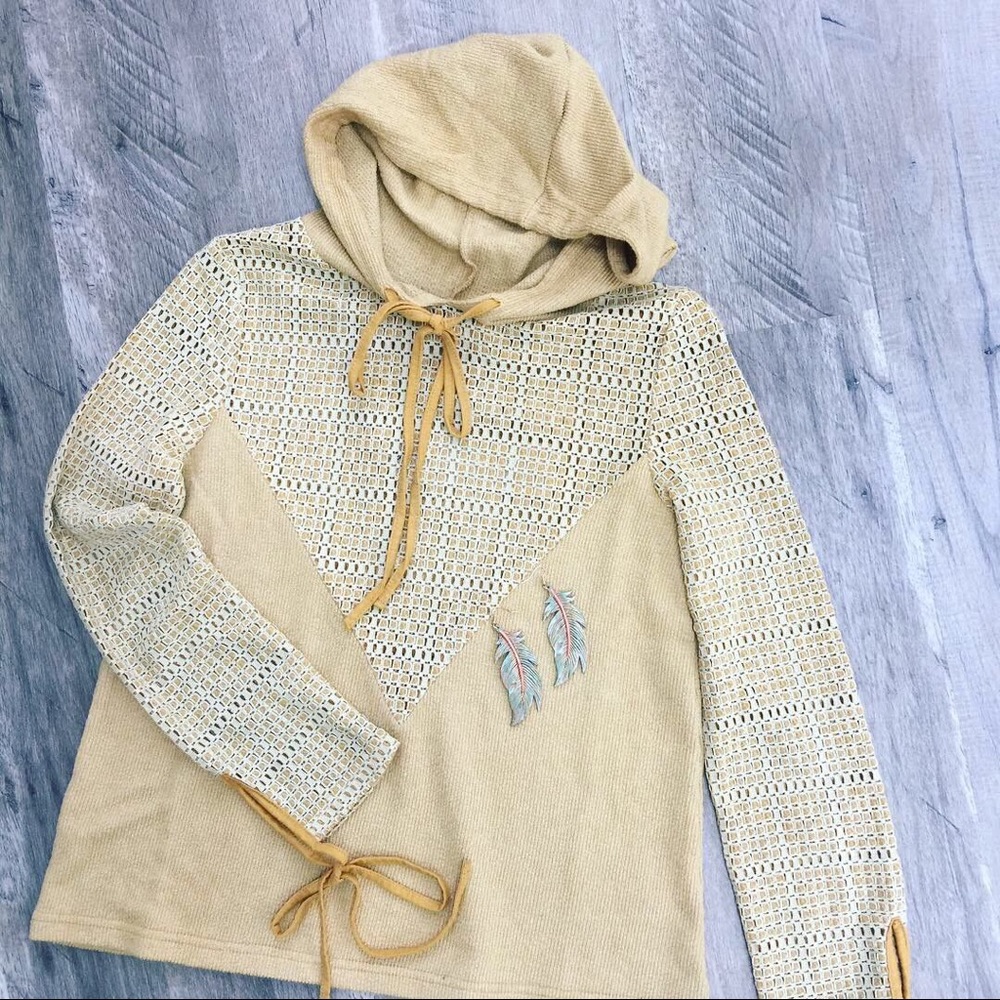 Anthro Anama Mustard Tie Sleeve Hoodie - Picture 8 of 8